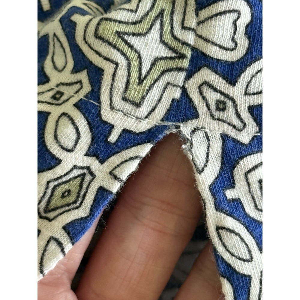 Boden Racer Neck Jersey Dress Size 16-18 Blue Heron Flora Tile Print Midi - Picture 7 of 9